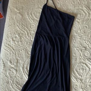 Simple black open back dress